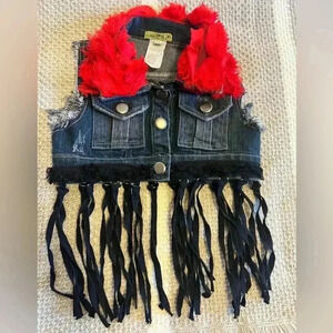 Little Mass brand unique jean vest with fringe size 3T (F133)